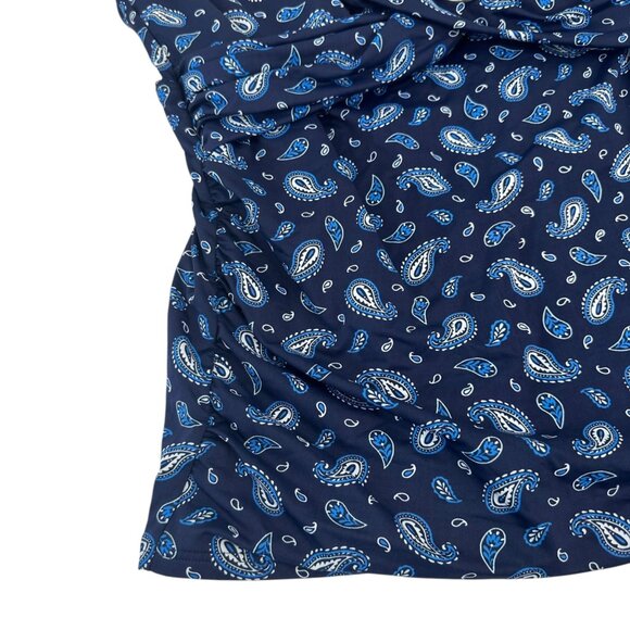 Lands End Women Size 16 Paisley Print Ruched Side Tankini Top Underwire Bra - Picture 11 of 11